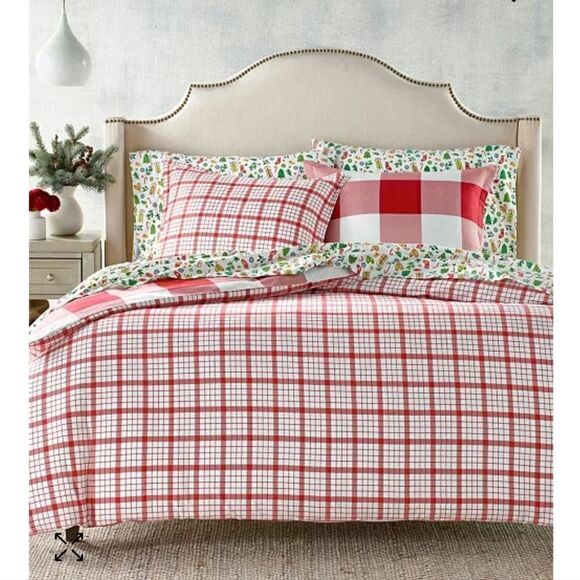 Red Check 100%Cotton Flannel Comforter, Twin ,Charter Club - Picture 3 of 6